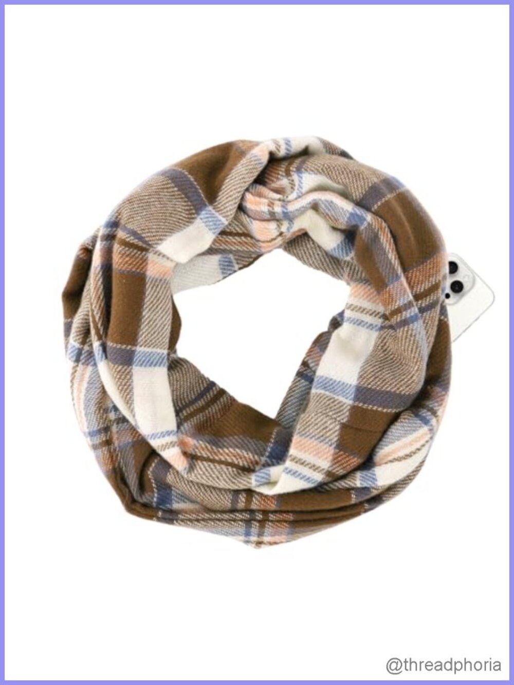 Women's Infinity Scarf with Hidden Pocket - Travel Security Zip Scarf Winter